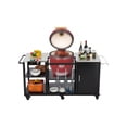 thumbnail image 3 of Bingirl Table de Gril pour Gril Kamado Style Oeuf, Station de Gril Extérieure Robuste, Table de Préparation avec Rangement, Support pour Sacs à Ordures, Crochets, Support pour Essuie-Tout, Roues, Compatible avec le Gril Kamado aux Oeufs, 3 of 7