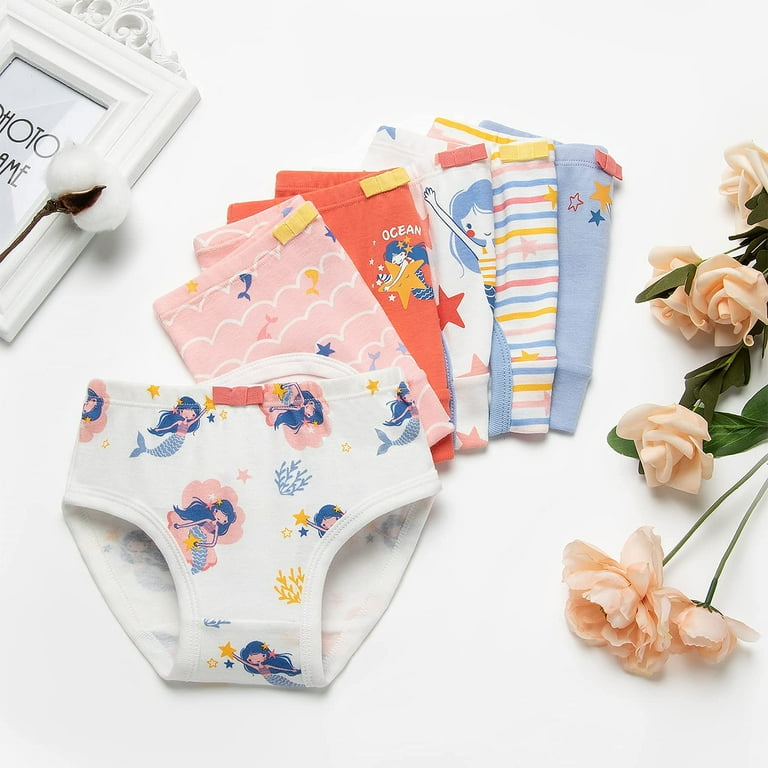 6PCS Girls Cotton Panties Underwear Bottoms Toddler Briefs Colorful Print  2-7Y 