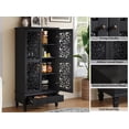 thumbnail image 3 of YIYADO Rustic 55'' Tall Storage Cabinet with Drawer, Decorative 2-Door Carved Wood Accent Cabinet with Solid Wood Legs, High Weight Capacity Sideboard for Living Room, Hallway, Dining Room, Black, 3 of 6