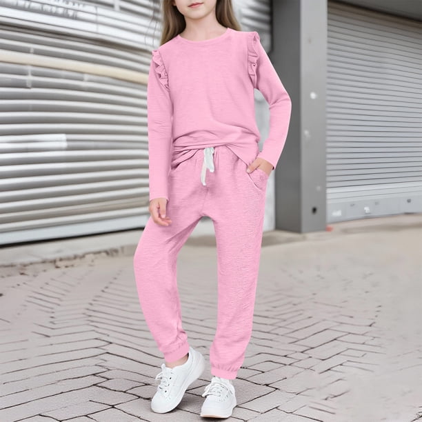 Conjuntos de blusas y camisas de cuello redondo y manga larga para niñas y niños, otoño invierno, blusas de cuello redondo y manga larga, pantalones cortos casuales, traje deportivo para bebé, top de