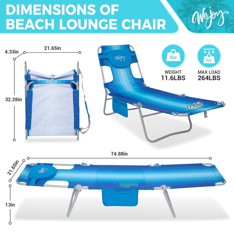 WEJOY Beach Chaise Lounge, 5-Position Tanning Chair with Face Hole photo 4
