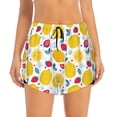 thumbnail image 2 of Goofa Strawberry Lemon Printed Women 2 in 1 Running Shorts,Quick Dry Athletic Workout Shorts,High Waisted Athletic Shorts with Liner Pockets-X-Large, 2 of 9
