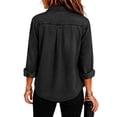 thumbnail image 4 of Stralyhd Jean Jacket Women Long Sleeve Fall Colored Denim Jacket Loose Lapel Jean Coats Light Wash Button Down Denim Shirt with Chest Pockets Black M, 4 of 6
