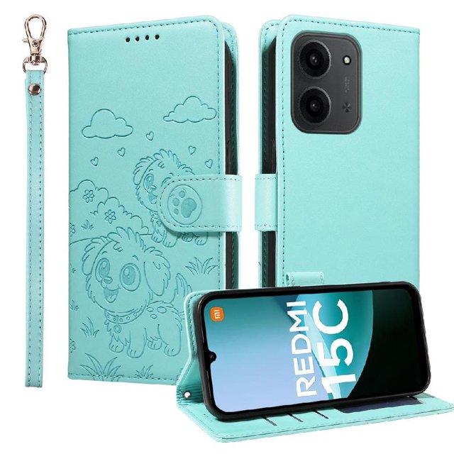 Funda Cartera GANGXUN con Diseño de Perrito en Relieve para Xiaomi POCO C85 , Protección 360° con Ranuras y Correa Desmontable