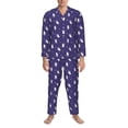 thumbnail image 3 of Yiaed Astronaut Rabbit Print Men’s Pajamas Set - Long Sleeve Button Down Sleep Shirt and Pajama Bottoms Sleepwear Set Mens Pjs Sets Men's Pajama Bottoms-X-Large, 3 of 7