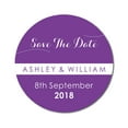 thumbnail image 1 of Darling Souvenir Round 45 Pcs Custom Save The Date Stickers Personalized Wedding Bride Groom Names And Date Envelope Seals - Purple, 1 of 4