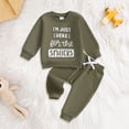 thumbnail image 2 of newwalpole Baby Clothes Gender Neutral Baby Boy Girl Long Sleeve Sweatshirt Pullover Pant Fall Solid Color Outfit Amry Green for Size 2-3 Years, 2 of 7