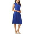 thumbnail image 4 of INSPIRE CHIC Collared Pleated Dress for Women's V Neck Sleeveless Work Office Dresses XS Blue, 4 of 5