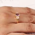 thumbnail image 2 of JAY JOOLS Amethyst Ring Gold Plated 925 Sterling Silver Cushion Cut Purple Gemstone with Crystal Side Stones for Women, 2 of 6