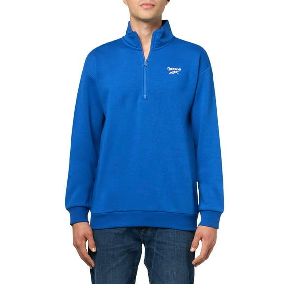 Reebok Men's Identity Small Logo Fleece 1/4 Zip Sweatshirt, Boundless Blue Small