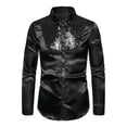 thumbnail image 1 of Camisa de lentejuelas para hombre, manga larga, con botones, para fiesta de graduación, camisas de satén Negro XL Unique Bargains Camisa, 1 of 6