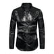 thumbnail image 1 of Camisa de lentejuelas para hombre, manga larga, con botones, para fiesta de graduación, camisas de satén Negro XL Unique Bargains Camisa, 1 of 6