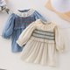 thumbnail image 3 of Vestido de princesa de estilo coreano para niñas de 0 a 6 años, vestido acampanado con cuello Peter Pan de encaje bonito para primavera 2025, ropa para bebés, 3 of 6