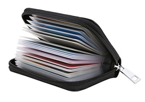 Genuine Soft Leather Credit Card Holder Wallet-4 Further Card Slots Wallet-Black 