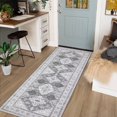 thumbnail image 1 of Alfombra lavable Haperlare para dormitorio, antideslizante, de gran tamaño, para sala de estar, estilo bohemio oriental, de chenilla desgastada, resistente a las manchas, 60 x 180 cm, color gris, 1 of 6
