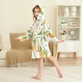thumbnail image 4 of FORMRS Niños Bathrobe Unisex Hooded Robe Soft Plush Pajamas Sleepwear, Size 4-6T, Floral Watercolor Oranges, 4 of 7