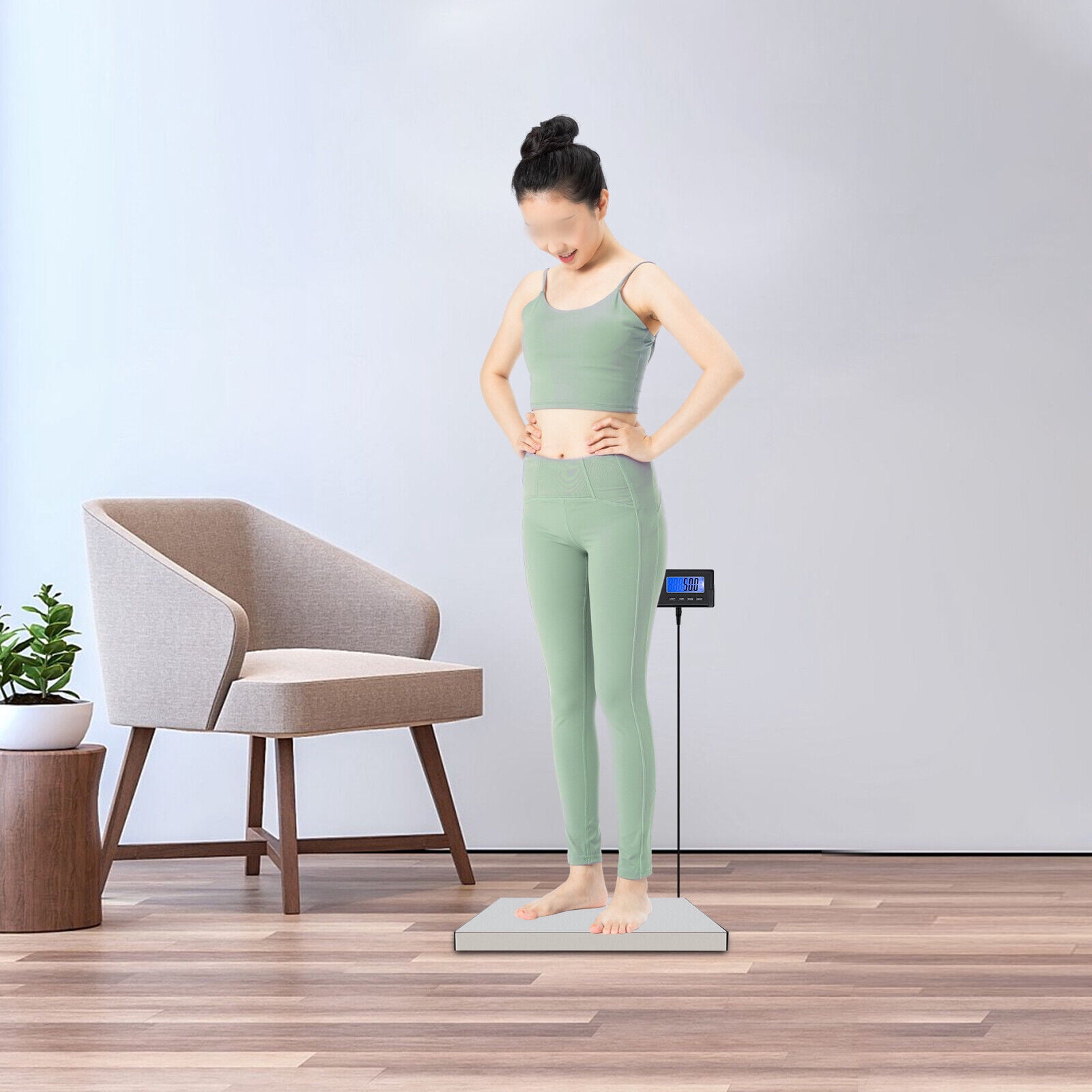LB/OZ/KG LCD Screen Physician Scale, Low-Profile Doctor Scale with Anti-Slip Rubber Mat 0.05kg/0.1 lbs Accuracy