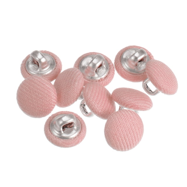 Unique Bargains 10pcs 16L Fabric Cloth Covered Button 10mm Round Metal Shank Sewing Buttons for Suits Dress Blouses, Pink