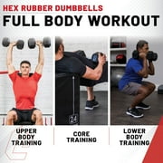 Lifeline Fitness Premium Rubber Hex Dumbbell, Black/Chrome, 75 lbs