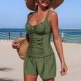 thumbnail image 5 of Swimwear Tankini for Women with Shorts 2 Piece Swimsuits Tummy Control Bathing Suit Athletic Two Side Pocket Swimwear Army Green XL, 5 of 6
