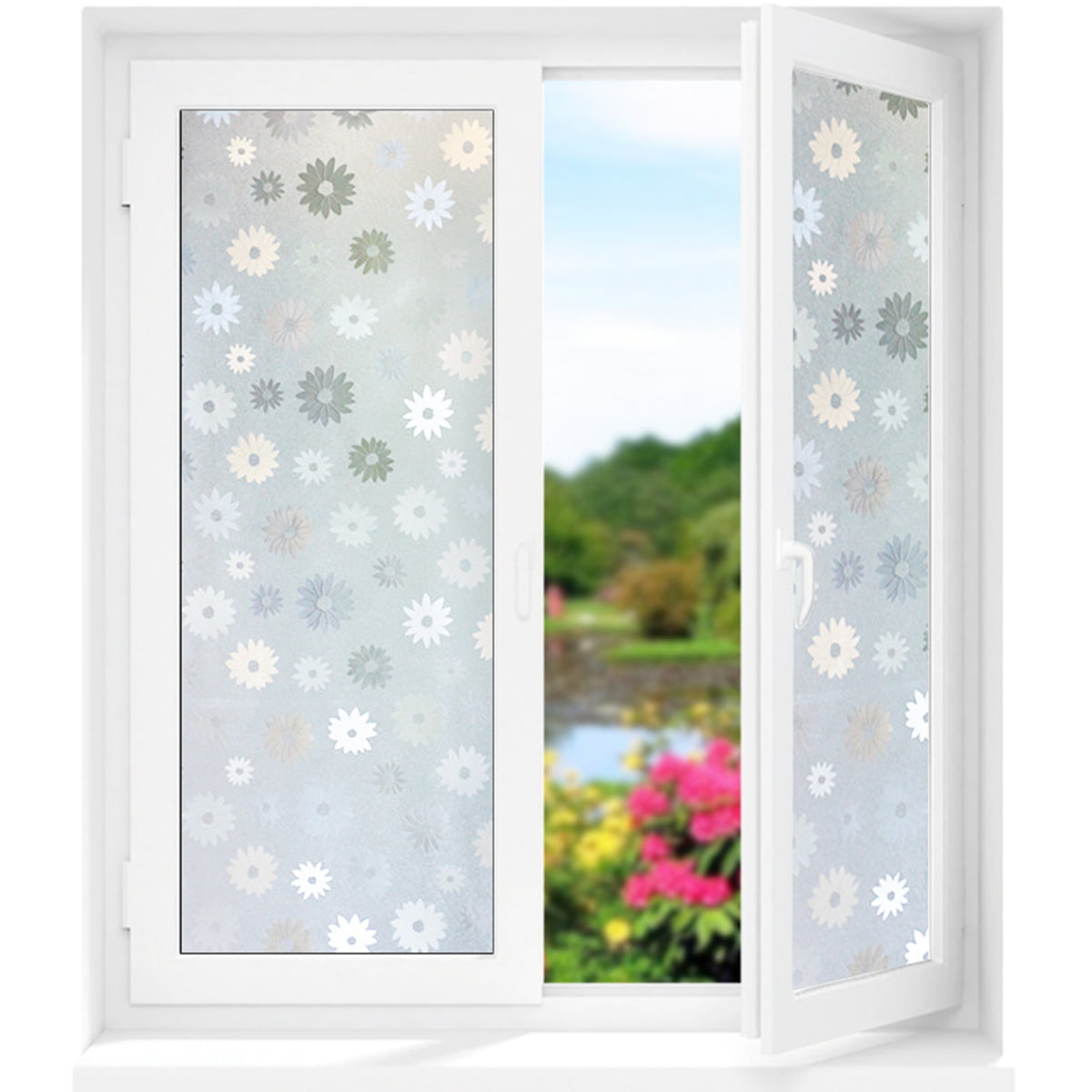 Window Film Privacy Decoration Heat Control Window Tint for Home Static Clings Glass Coverings UV Blocking White Frosted Moroccan Line 17.5 Inch x 6.5 Feet
