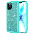 thumbnail image 4 of for Apple iPhone 12 Pro iPhone 12 (6.1") with Screen Protector Phone Case Glitter Shock proof Edge Scratch Shield Hybrid Layers Slim Bumper Cover (Teal), 4 of 4