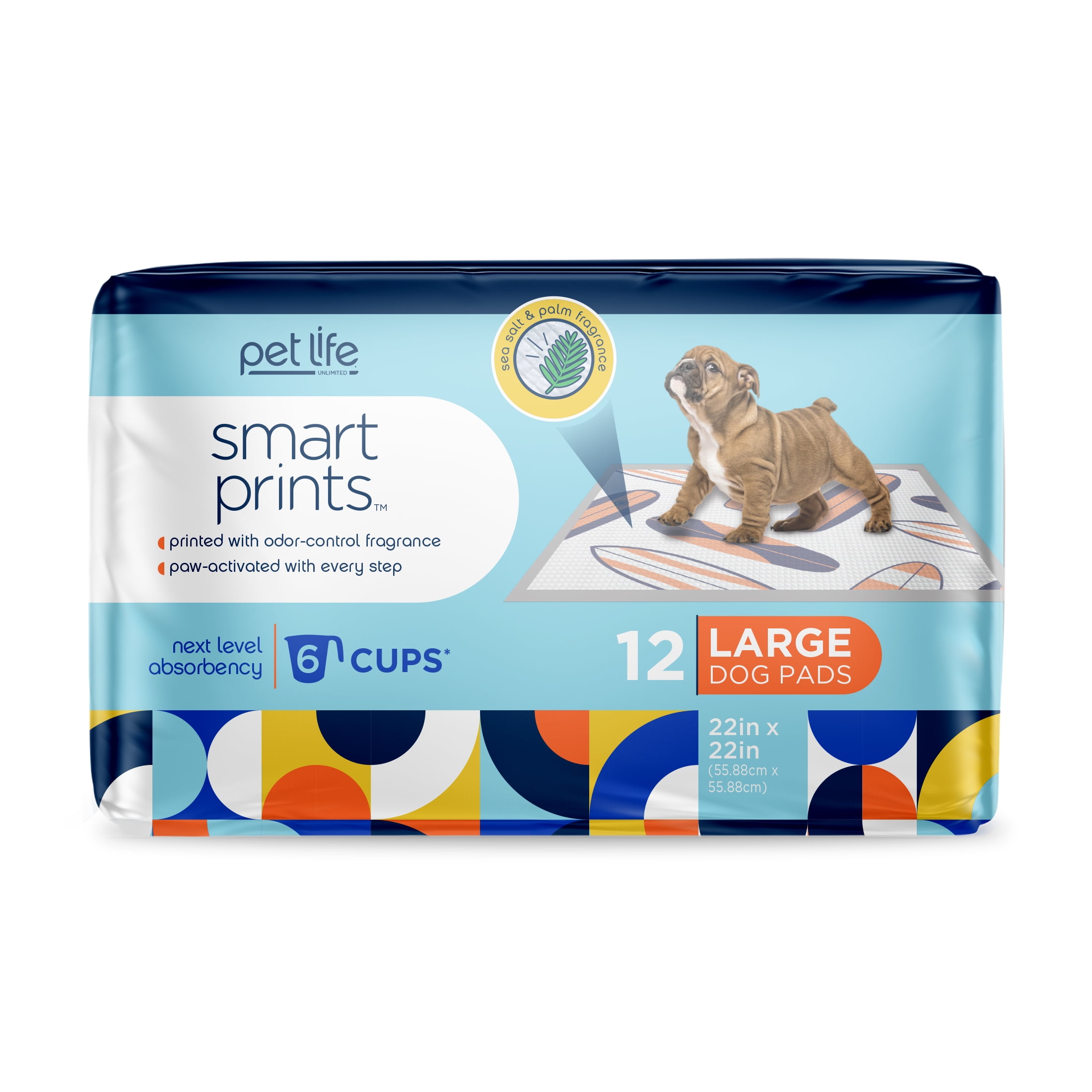 (4 pack) Pet Life Unlimited Smart Prints Dog Pads, Summer Surf's Up Print, 12ct