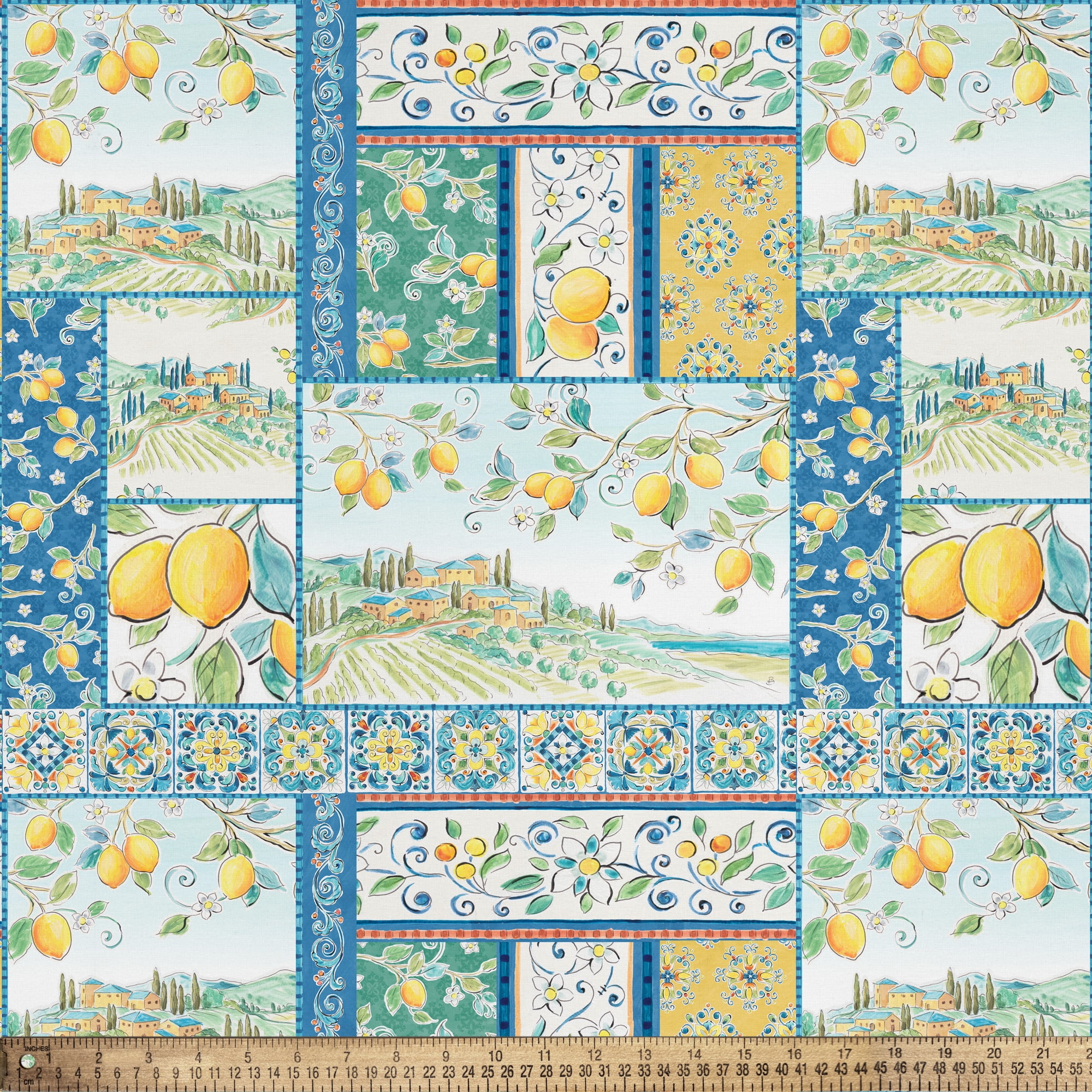 1 Yard 100% Cotton Mediterranean Breeze, Multi-color, 44" Wide for Quilting & Sewing by David Textiles