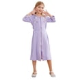 thumbnail image 4 of Aislor Girls Kids Muslim Islamic Abaya Long Sleeve Zipper Gown Middle East Girls Maxi Dress Purple 110, 4 of 7