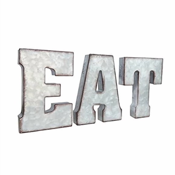 Zoreal Galvanized EAT Sign Rustic Metal Letters Free Standing Decorative Sign Wall Decor