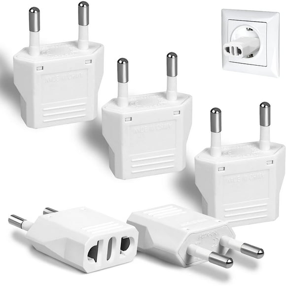 6 Pack European Plug Adapter, US to Europe Travel Adapter Type C, Power Converter Outlet Wall Adapter (White)