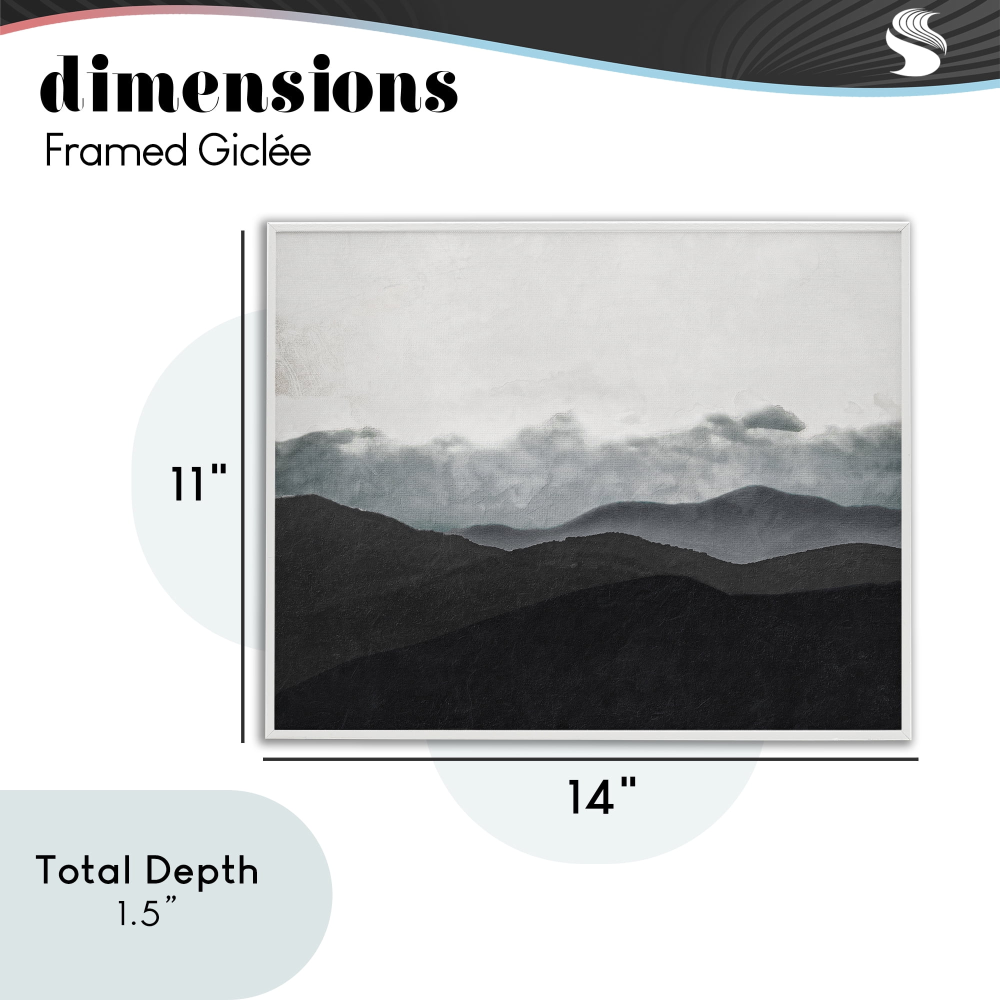 Stupell Industries Layered Foggy Hills White Framed Giclee Art, design by Elizabeth Medley