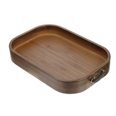 

Frcolor Tray Serving Wood Food Wooden Plate Platter Trays Dish Breakfast Round Towel Handles Baking Storage Board Rectangular