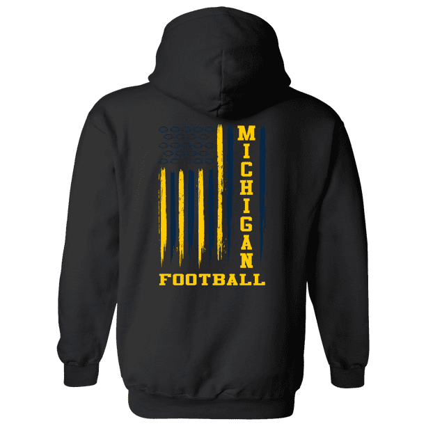 Michigan Football Team Colors Blue and Maize Football American Flag
