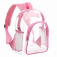 thumbnail image 2 of Transparent Clear School Backpack, Water-Resistant PVC Plastic, Backpack and Pencil Case Set Reinforced Shoulder Straps Back to School M Pink, 2 of 8
