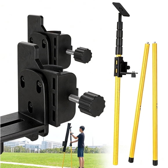 13 Ft./4m Telescoping Pole with 1/4-Inch by 20-Inch Laser Mount, Adjustable Laser Level Mounting Pole for Rotary and Line Lasers(YELLOW)