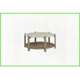 thumbnail image 3 of Natural Stone Top Coffee Table with Toffee Wood Base, Sturdy Design & Functional Lower Shelf for Living Room, 3 of 5