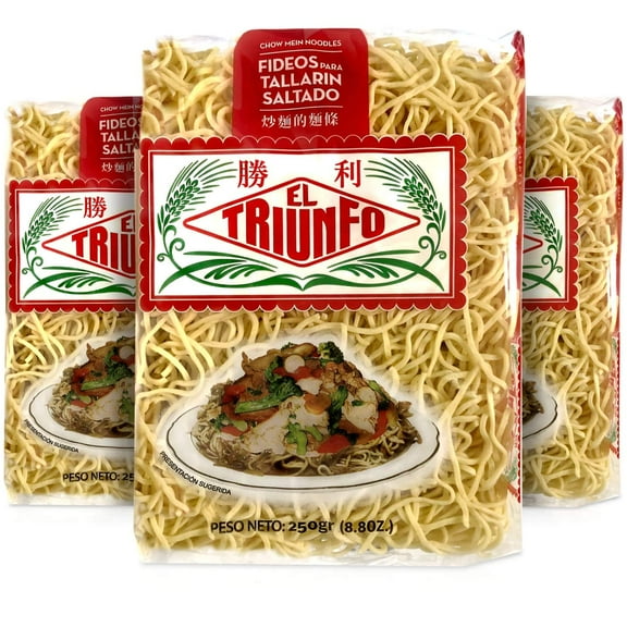 El Triunfo Fideos Chino para Tallarin Saltado Peruano 8.8 oz | Peruvian Chow Mein Noodles 3 Pack