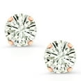 thumbnail image 2 of Gem Stone King 10K Rose Gold Stud Earrings for Women Men Round Near Colorless 1.60cttw Moissanite, 2 of 4