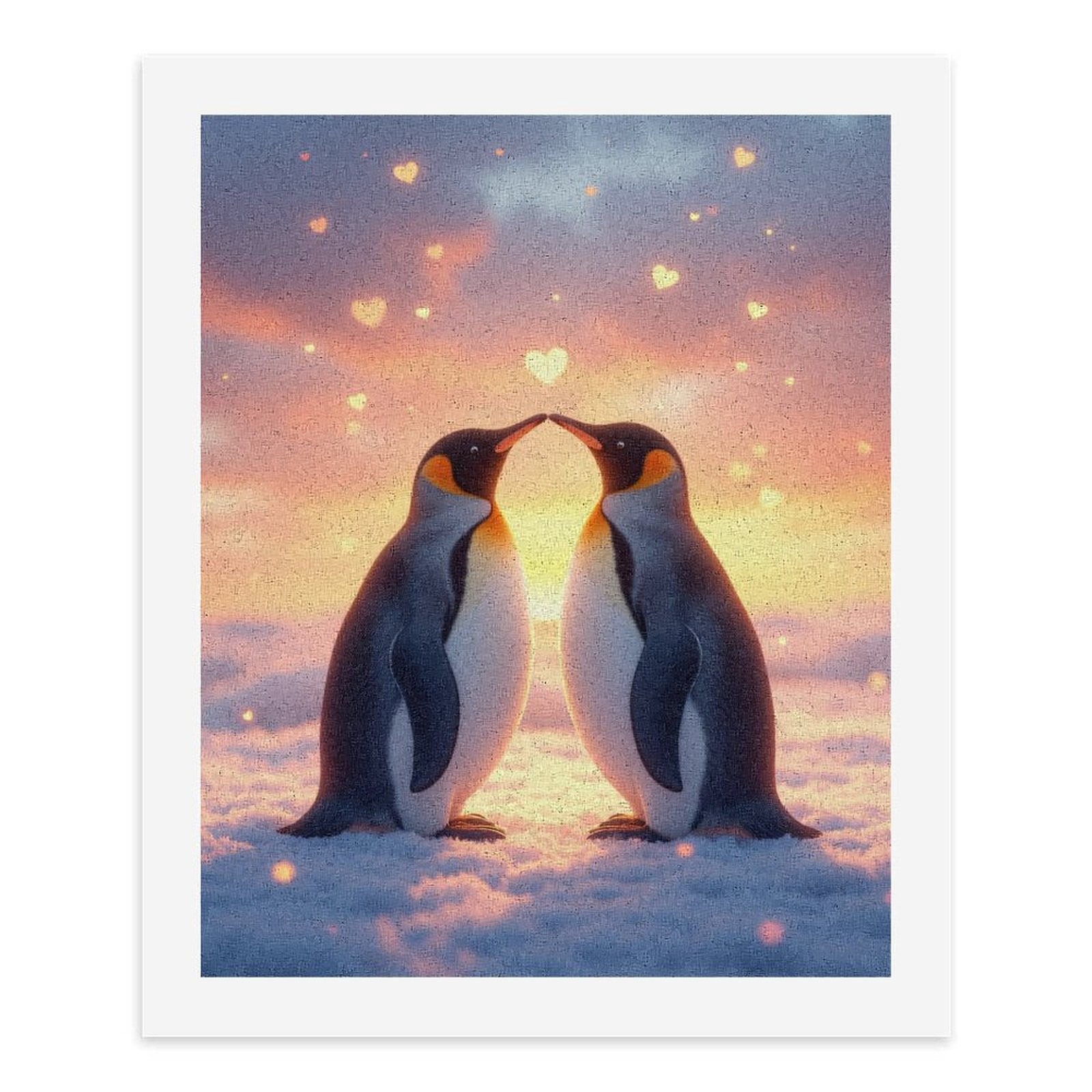 Paint by Numbers Kit for Adults, Penguins Sunset Love Hearts Snow Paint by Numbers, Easy Paint by Numbers Kit for Adults Beginner, DIY Adult Paint by Number Kits on Canvas, Home Decor