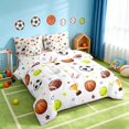 thumbnail image 2 of Manfei Cartoon Football King Bedding, Baseball Tennis Sports King Bed in a Bag, White Brown Orange, Polka Dots Reversible 7-Piece, 2 of 6