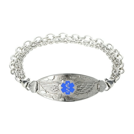 Divoti Pre Engraved Peanut Allergy Angel Wing Medical Alert Divoti Pre Engraved Peanut Allergy Angel Wing Medical Alert Bracelet Tri Strand Stainless Free Id Card Meidcal S Light