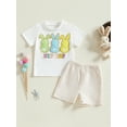 thumbnail image 4 of Baby Easter Outfits fBoy 6 12 18 24 Months 2T 3T Short Sleeve Bunny Print T-Shirt and Shorts Toddler 2 Piece Clothes Set, 4 of 9