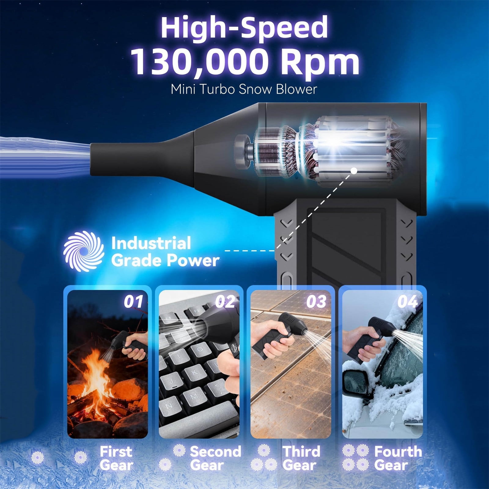Chanana 2026 New Snow Turbo Blower, Air Duster, 5-Speed 150,000 RPM Handheld Snow Blower, Mini Turbo Snow Blower for Car Driveway Snow Removal, Ergonomic Design