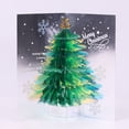thumbnail image 1 of Dos piezas de tarjetas de felicitación navideñas tridimensionales Tarjetas de mensaje de regalo con bendición de árbol de Navidad de ensueño brillante, 1 of 5