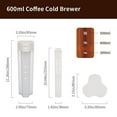 thumbnail image 2 of 600ml/20oz Portable Cold Brew Coffee Maker with 300-Mesh Fine Filter & Airtight Seal, Leak-Proof Geometric Petal Design for Home Use, Iced Tea and Brewer Space Saving Pitcher, 2 of 5
