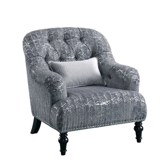 Acme Furniture Gaura Chair w/Pillow Pattern Gray Velvet