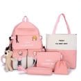 thumbnail image 4 of Mochila De Gran Capacidad De 5 Uds., Conjunto De Bolsa De Lápiz, Mochila Escolar Ligera Duradera De Lona, ​​bolsa De Viaje De Moda, 4 of 4