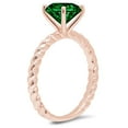 thumbnail image 3 of 2 ct Round Cut Simulated Emerald Solitaire 14K Rose Gold Womens Engagement Ring, 3 of 5