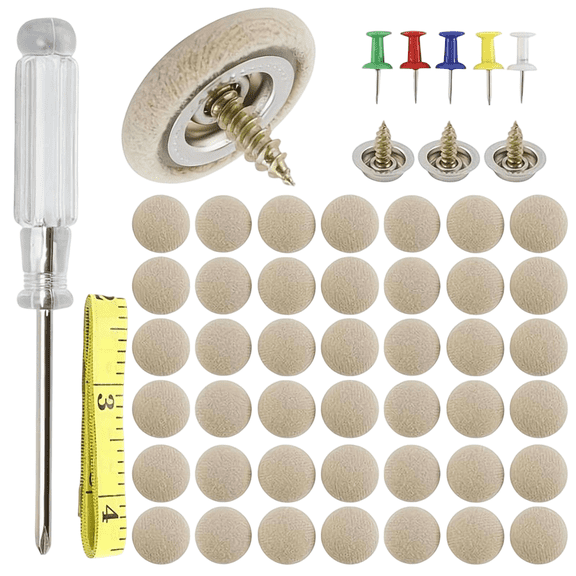 50 Kits Car Roof Headliner Repair Kit, 2027 NEW Rivets Repair Button, Auto Roof Rivets Retainer for Interior Ceiling Cloth Fixing Repair Buckle with Installation Tool (Beige Flannelette)